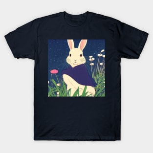 Whimsical Cute and Vintage Florida White Rabbit in White T-Shirt